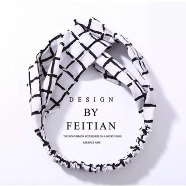Imagem de Bandana Faixa Cabelo Headband Elástico Listra Preto T3815 - DECORMAXX