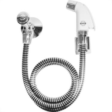Imagem de Ducha Higienica Higiban Cromada 1M Com Registro Com Gatilho Branco 303