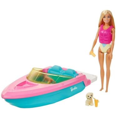 Imagem de Brinquedo Barbie Estate Barco com Boneca e Acessórios Flutua na Água Rosa Mattel