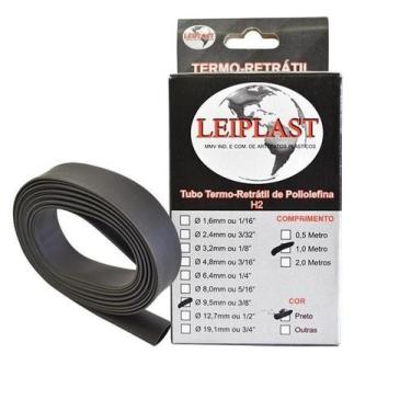 Imagem de Espaguete termo retratil 9.5 mm preto - 1 metro - leiplast