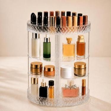 Imagem de Organizador De Maquiagem Grande Giratório 360º Acrílico Cosmético Prat