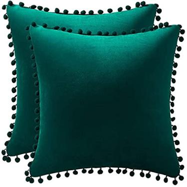 Imagem de Conjunto de 2 peças de capa de almofada de veludo grande para decoração de casa, capa de almofada, capa de almofada de sofá e quarto - verde escuro ||30 50 cm