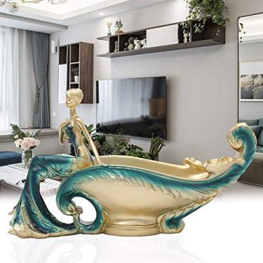 Imagem de Pkfinrd Estantes europeias para vinhos para casa acessórios em resina artesanato ornamentos sala de estar moderno armário de vinho (cor azul)