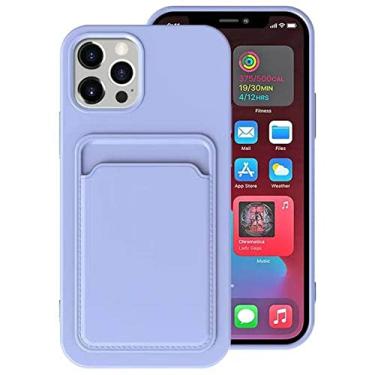 Imagem de Capa de telefone titular do cartão para iPhone 13 12 Pro Max Mini SE 2020 11 XS XR 6 7 8 Plus TPU carteira capa traseira macia à prova de choque, roxo claro, para iPhone 7 8 Plus