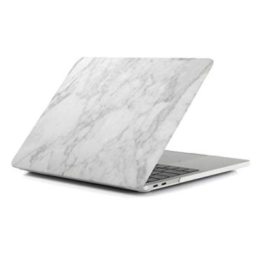Imagem de Capa ultrafina branca textura cinza mármore padrão decalque água PC capa protetora para MacBook Pro 15,4 polegadas A1990 (2018) capa traseira do telefone