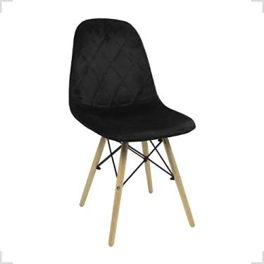 Imagem de Cadeira Charles Eames Wood Eiffel Veludo Estofado Preto