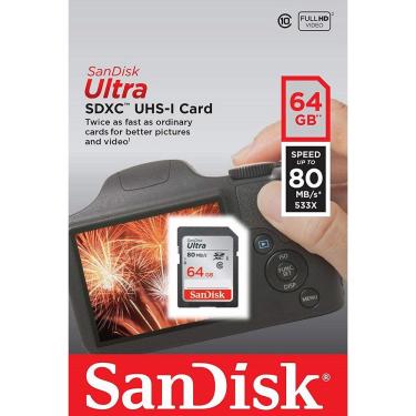 Imagem de Cartão Sd Sdxc Ultra Sandisk 64gb 80mb/s Uhs-i