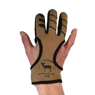 Imagem de Protetor de 3 dedos mão couro preto luva de proteção com arco de segurança para arco composto recurvo tiro arco besta estilingue caça-L