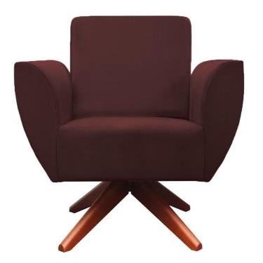 Imagem de Poltrona Jolly Base Giratória de Madeira Veludo Bordo