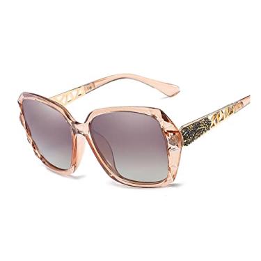 Imagem de Óculos de sol feminino Bestgift polarizador, proteção UV, armação de chá, chá com moldura de chá