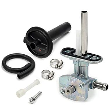 Imagem de 5 KM-24500-10-00, válvula de comutador de tanque de combustível para Yamaha Grizzly YFM350 YFM660, com 1 válvula de combustível, alavanca e linhas de combustível, 2 parafusos ajustáveis
