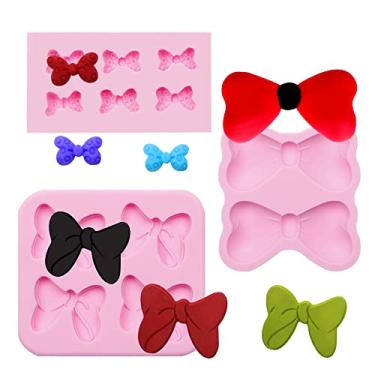 Imagem de Molde de chocolate para laços, 3 pacotes de moldes de biscoito para fondant de laço de silicone, para decoração de bolo de aniversário de bebê, enfeites de cupcake, artesanato