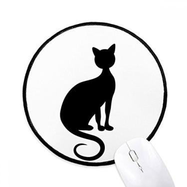 Imagem de Tapete de mouse de gato preto elegante figura animal arte contorno tapete redondo escritório para computador