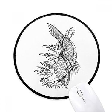 Imagem de DIYthinker Tradição de natação peixe chinês mouse pad desktop escritório tapete redondo para computador