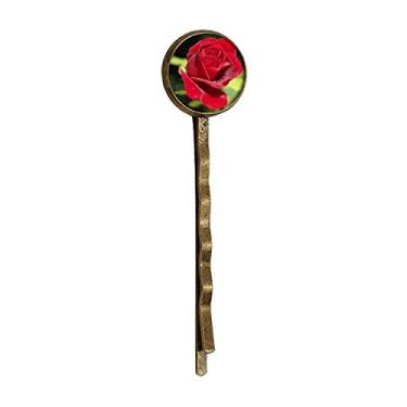 Imagem de Rosas Vermelhas Escuro Flores Art Déco Presente Moda Retrô Metal Cabelos Grampo Headwear