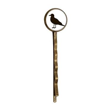 Imagem de Bobby Pin de cabelo preto com imagem de animal retrô de gaivota