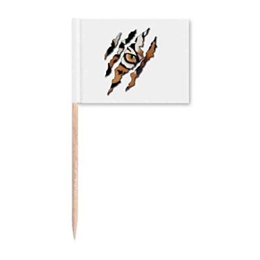 Imagem de Olho de tigre com lágrima face Art Deco presente moda palito bandeiras marcadoras decoração de festa