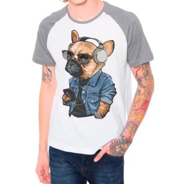 Imagem de Camiseta Raglan Pet Dog Buldogue Francês Cinza Branco Masc01 - Design