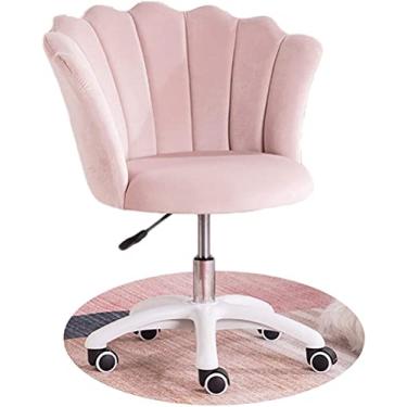 Imagem de cadeira de escritório Assento estofado embrulhado em pétala Cadeira de escritório Mesa e cadeira de tecido de veludo Cadeira ergonômica giratória para computador Cadeira (cor: rosa claro) needed