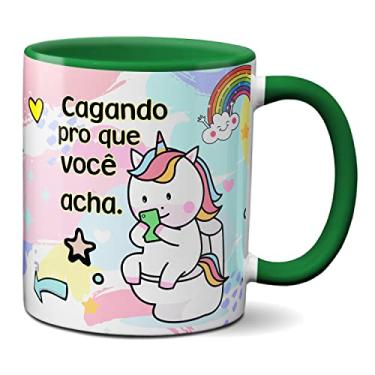 Imagem de Caneca Engraçada Cagando Pro Que Você Acha Unicórnio Fofinho (Verde)