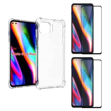 Imagem de Capinha Case Antiqueda Compatível Moto G 5G Plus + 2 Película Vidro 3d 9d Cobre 100%