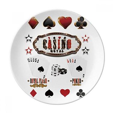Imagem de Prato decorativo de porcelana Salver talheres de jantar com estampa de utensílios de jogos