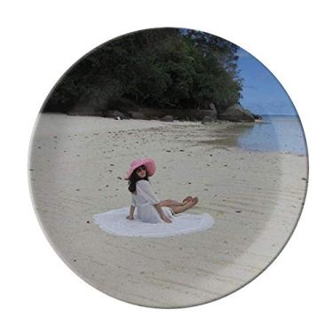 Imagem de Ellie Yao Beautiflu Girl Praia Sea Reef Prato decorativo de porcelana Salver Prato de jantar