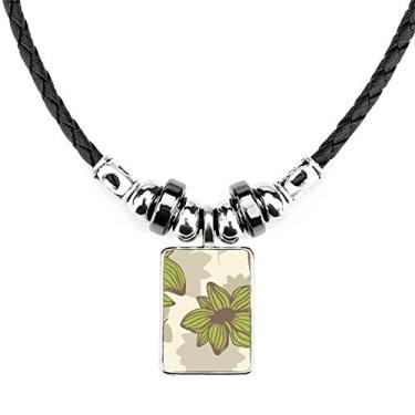 Imagem de DIYthinker Colar de tinta de planta verde marrom joia Torque pingente de corda de couro