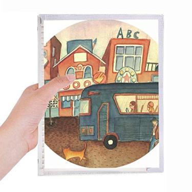 Imagem de Caderno Miaoji Pintura aquarela Cat City Bus Caderno diário de folhas soltas recarregável