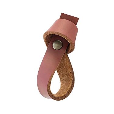 Imagem de Puxador Nó Parafuso - Couro Legítimo Mogno - Parafuso Ouro Velho