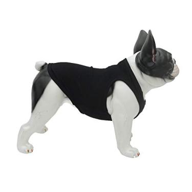 Imagem de Lovelonglong 2019 Summer Pet Clothing, roupas para cães camisetas em branco regatas caneladas Top Thread Vests para buldogue grande médio pequeno cães 100% algodãoLovelonglong XL (Medium Dog -18lbs) preto