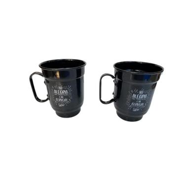 Imagem de Canecas (2) Preta Chopp cerveja aluminio 600 ml churrasco