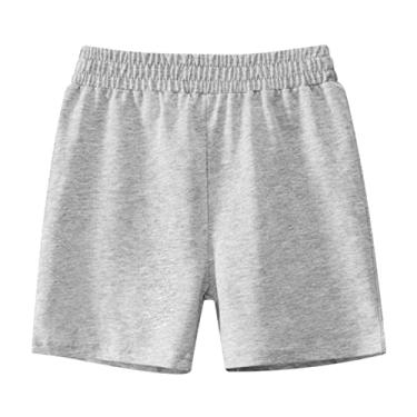 Imagem de Shorts de verão para meninos de cor sólida casual moda para roupas infantis shorts de basquete infantil (cinza, 1-2 anos)