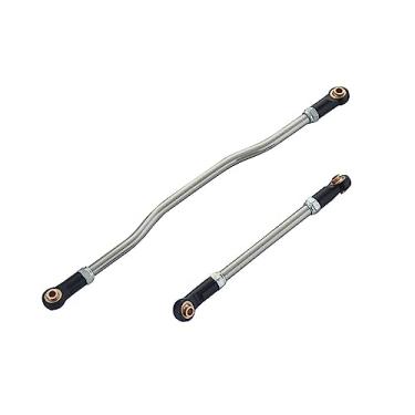 Imagem de 1/10 Steering Links 2Pcs Metal Adjustable Steering Linkage Servo Link Pull Rod for 1/10 RC Crawler Axial Capra 1.9 Unlimited Trail Buggy RTR Upgrades Accessories (1/10 Capra Steering Links Black)