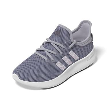 Imagem de adidas Tênis feminino adidas Kids Cloudfoam Pure (criança pequena/criança grande), Violeta prateado/violeta sombra/calçado branco, 18