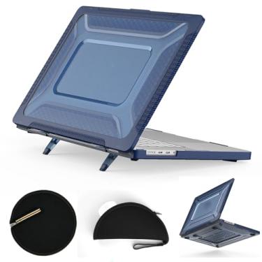 Imagem de Estojo protetor para tablet Capa para MacBook Pro 16 2021/2023 lançada (A2485 M1 Pro / M1 Max/A2780）)TPU+PC Dual Layer Anti-Fingerprint Hard Shell Case W Stand + Mouse Pad Capa Protetora ( Color : Blu
