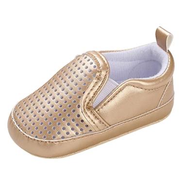 Imagem de Tênis para meninas sapatos infantis meninos e meninas sapatos esportivos de fundo plano leve infantil sapatos de sola dura, Ouro, 6-12 Meses