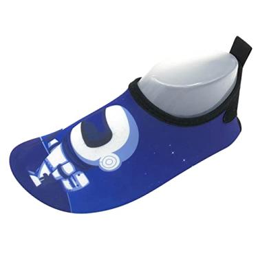 Imagem de Tênis infantil para meninas fino e respirável sapatos de natação parque aquático desenho animado sola de borracha sapatos para meninas tamanho 6, Azul-escuro, 5.5 Toddler