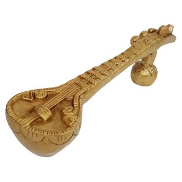 Imagem de Purpledip Puxadores de porta em latão puro para porta principal, design de citar de instrumento musical indiano (10814)