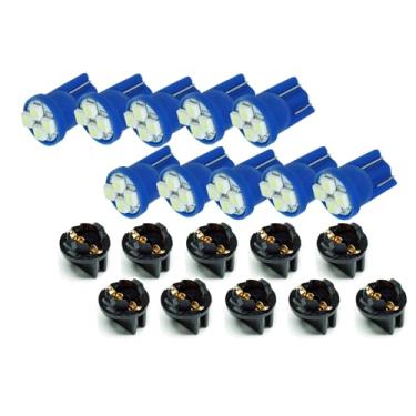 Imagem de PA 10x T10 168 194 Lâmpada de painel de instrumentos LED soquete de trava de 1,27 cm - 12 V (azul gelo)