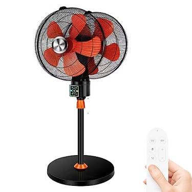 Imagem de Generic Ventilador de Pedestal Comercial 360° Oscilante com Controle Remoto, 3 Velocidades, Silencioso, Laranja e Preto, 160 cm