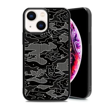 Imagem de RSMTCI Capa camuflada para iPhone 13 Mini capa de silicone ultra à prova de choque proteção engraçada linda mármore preto camuflagem capa de telefone para meninas mulheres capa de bebê, 5,4 polegadas