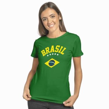 Imagem de Camiseta Feminina Algodão - Brasil Verde Bandeira (BR, Alfa, G, Regular, Verde Bandeira)