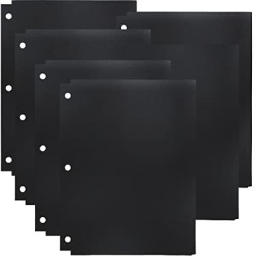 Imagem de Youngever Pacote com 6 pastas de plástico resistente com dois bolsos, divisórias de fichário com bolso, pasta de 3 furos com entalhes, pastas de fichário (preto)