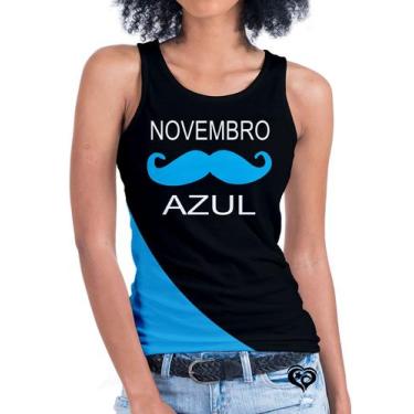 Imagem de Camiseta Regata Novembro Azul Feminina Blusa Preto - Alemark