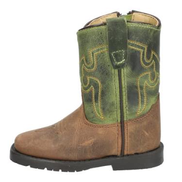 Imagem de Smoky Mountain Boots Bota infantil unissex de couro ocidental, Marrom envelhecido/verde rachado, 22