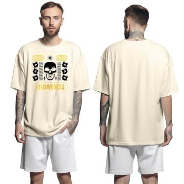 Imagem de Camisa Camiseta Oversized Streetwear Genuine Grit Masculina Larga 100% Algodão 30.1 Elusiveness - Bege - M