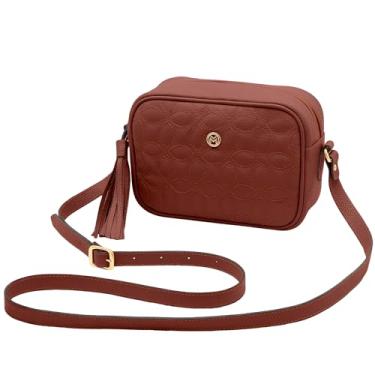 Imagem de Mariart Gardênia Bolsa Transversal Feminina de Couro Bovino Legítimo c/Matelassê (Terracota)