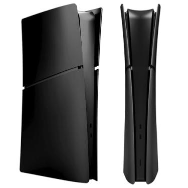 Imagem de Adequado para capa de substituição PS5 Slim, painéis laterais personalizados à prova de choque, à prova de arranhões e à prova de poeira em ABS, Acessórios PS5 Slim. (edição digital, preto)