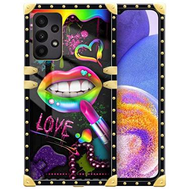 Imagem de Yuning419 Capa compatível com Samsung Galaxy A23 5G, TPU macio de luxo e parte traseira rígida de policarbonato para meninas e mulheres, capa protetora à prova de choque, lábios de batom